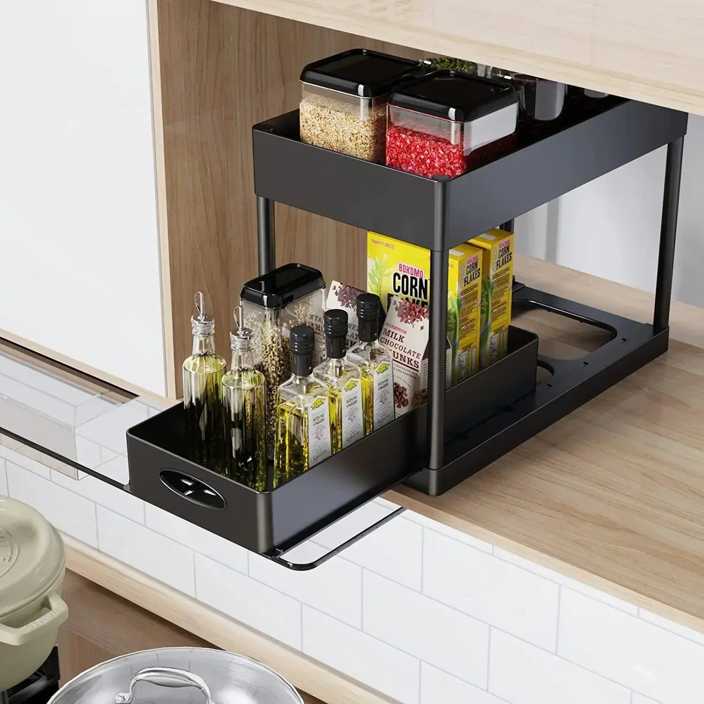 2 Tier Under Sink Organizer Sliding Cabinet