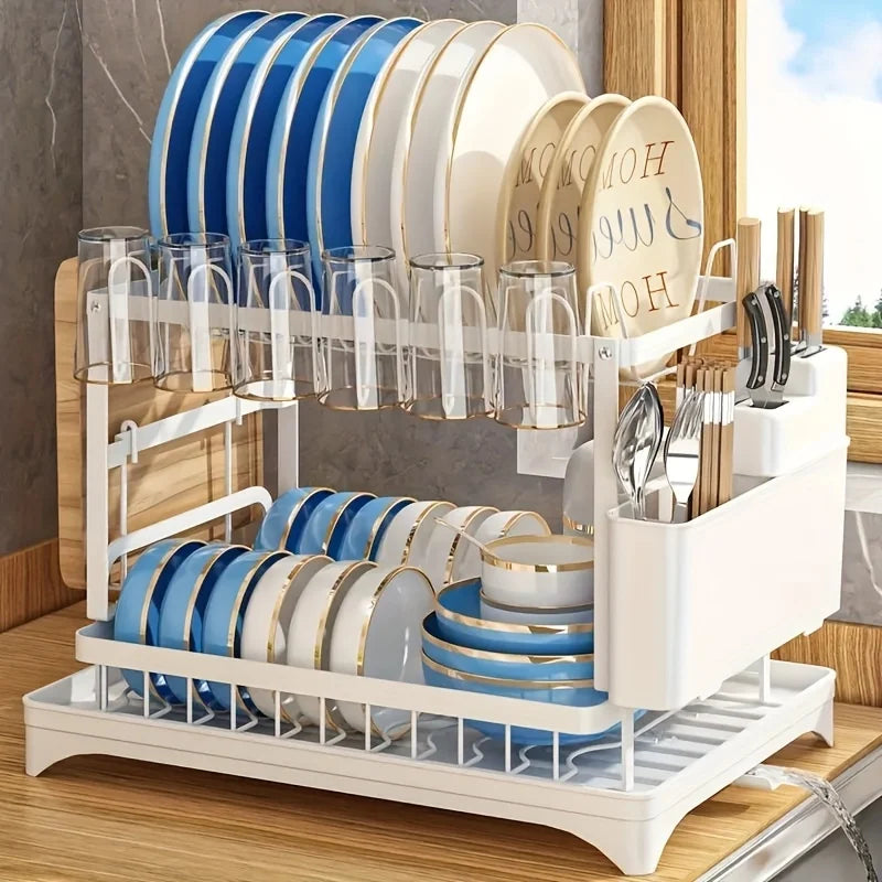 Kitchen Bowl Rack Drain Rack Double-Layer