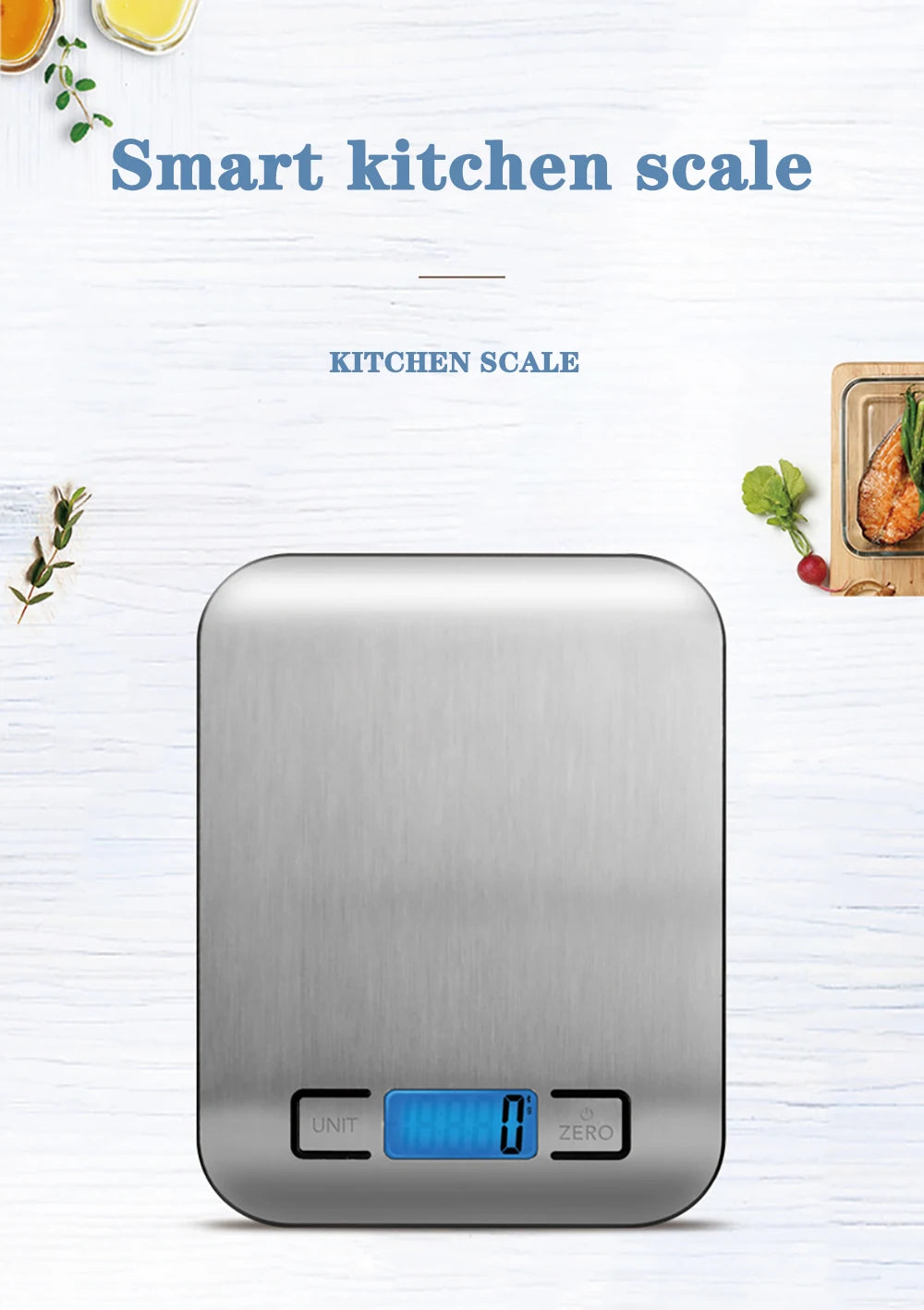 Kitchen Scale Stainless Steel LCD 5kg 10kg