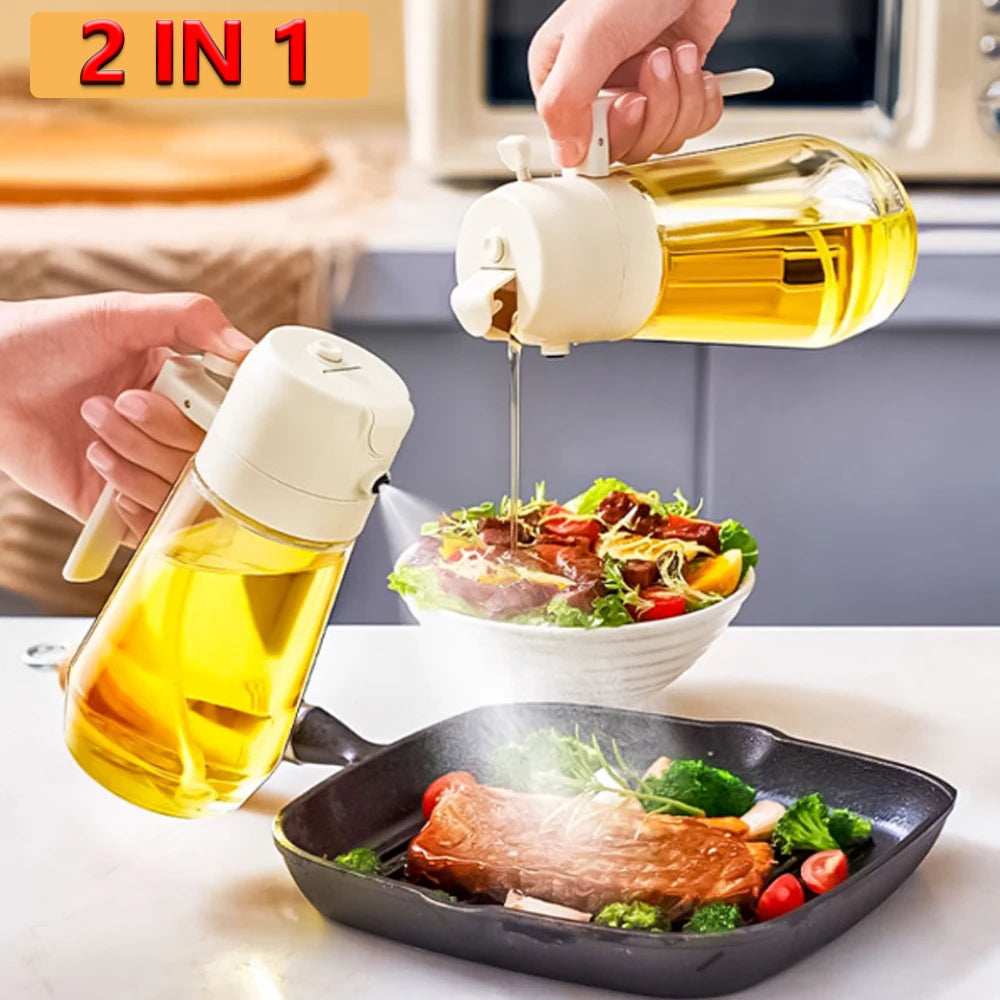 Glass Oil Spray Bottle Press-Top Mister for Cooking BBQ