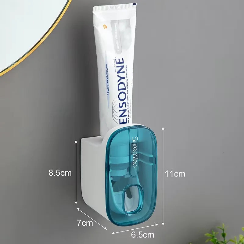 Wall Mounted Toothbrush Holder With Automatic Toothpaste Dispenser
