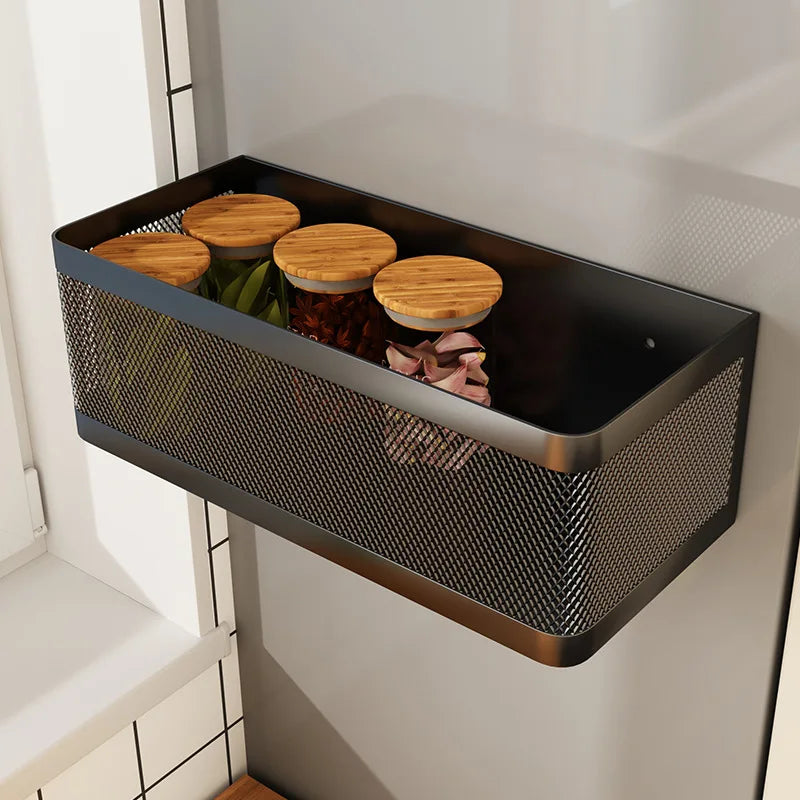 Magnetic Fridge Side Storage Rack Space-Saving Kitchen Organizer