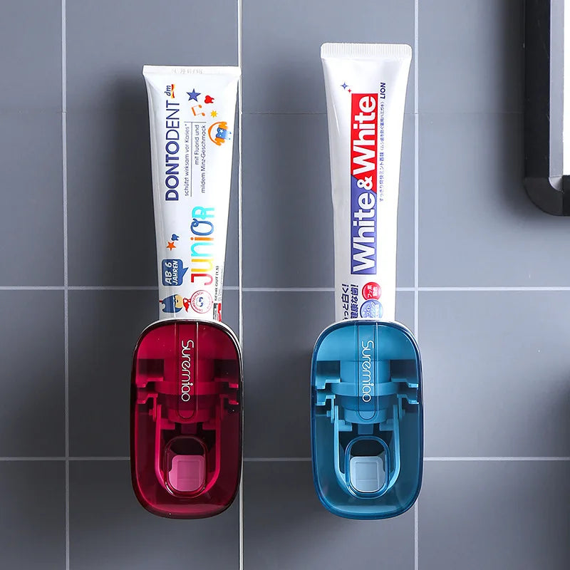 Wall Mounted Toothbrush Holder With Automatic Toothpaste Dispenser