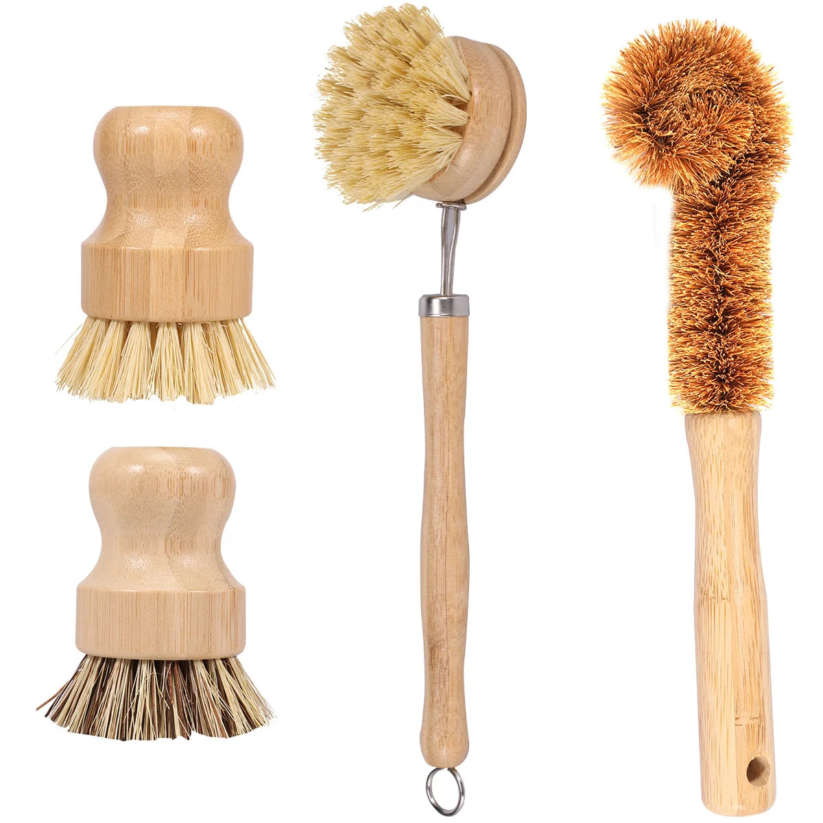 Bamboo Dish Brush Set Pot Cleaning