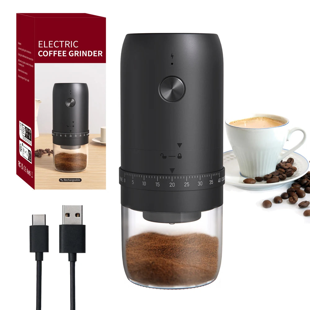 Portable USB Electric Coffee Grinder 40-Setting Adjustable
