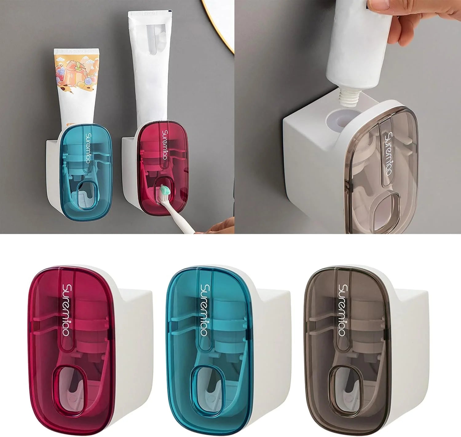 Wall Mounted Toothbrush Holder With Automatic Toothpaste Dispenser