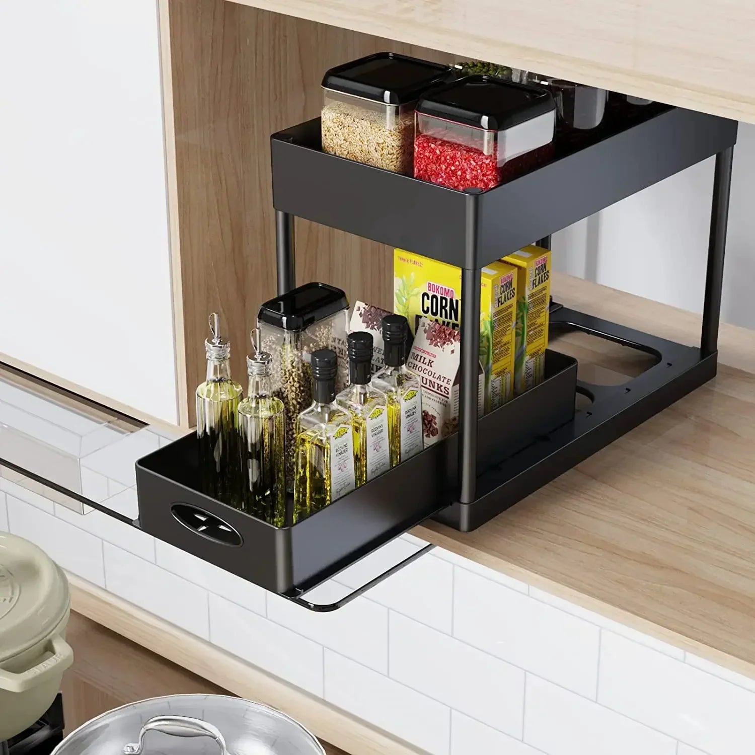 2 Tier Under Sink Organizer Sliding Cabinet