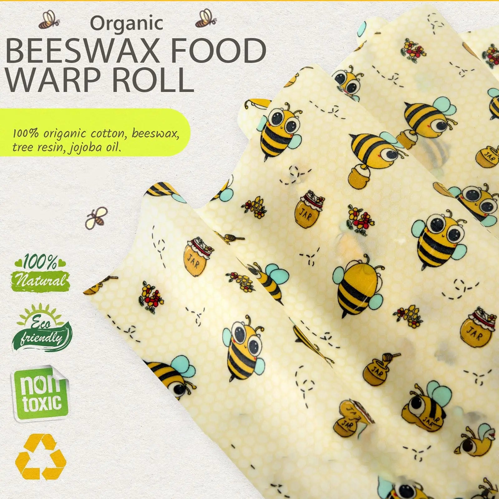 Reusable Beeswax Food Wraps Eco-Friendly Plastic-Free Storage