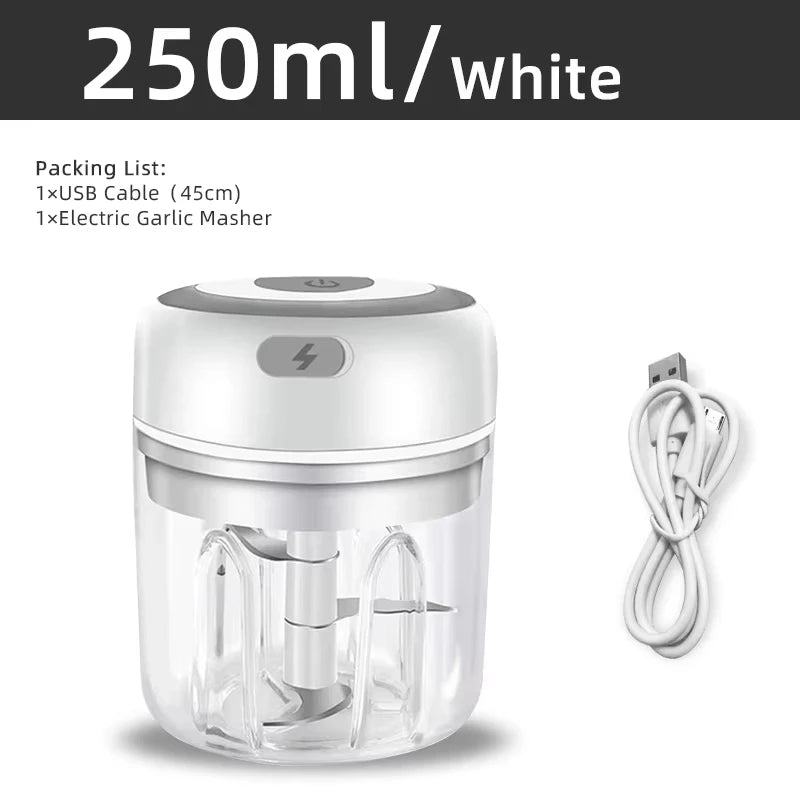 Electric Garlic Mincer Mini Food Chopper USB Rechargeable
