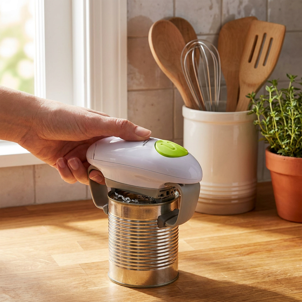Electric Can Opener — Smooth Edge, One-Touch Automatic
