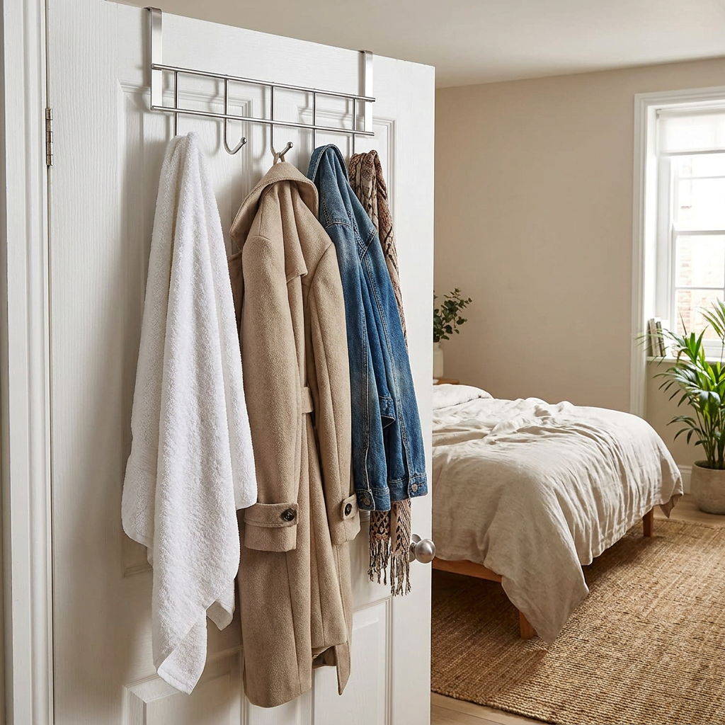 Bold Stainless Steel 5-Hook Cabinet Door Back Organizer