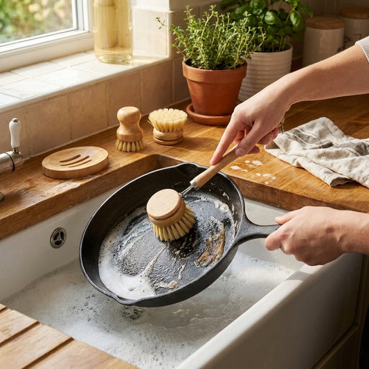 Bamboo Dish Brush Set Pot Cleaning