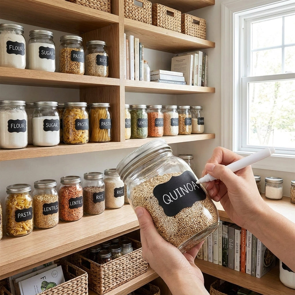Waterproof Chalkboard Label Stickers with White Chalk Pen