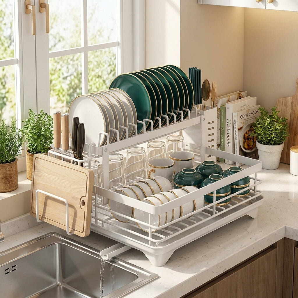Double-Tier Extendable Dish Drainer
