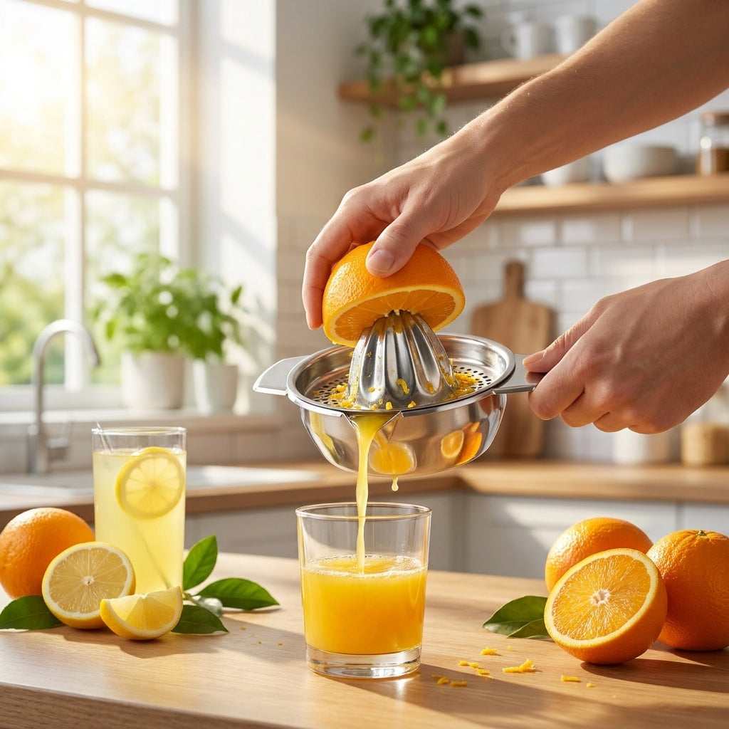 Portable Lemon Orange Manual Fruit Juicer Stainless Steel
