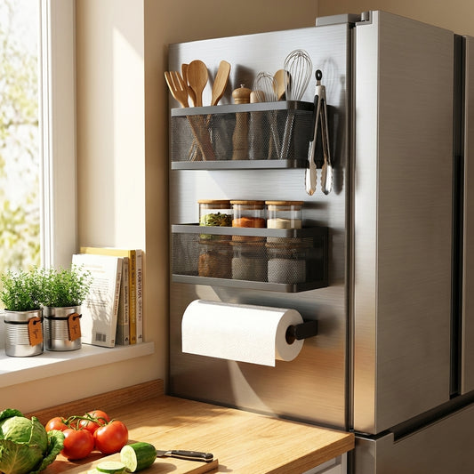Magnetic Fridge Side Storage Rack Space-Saving Kitchen Organizer