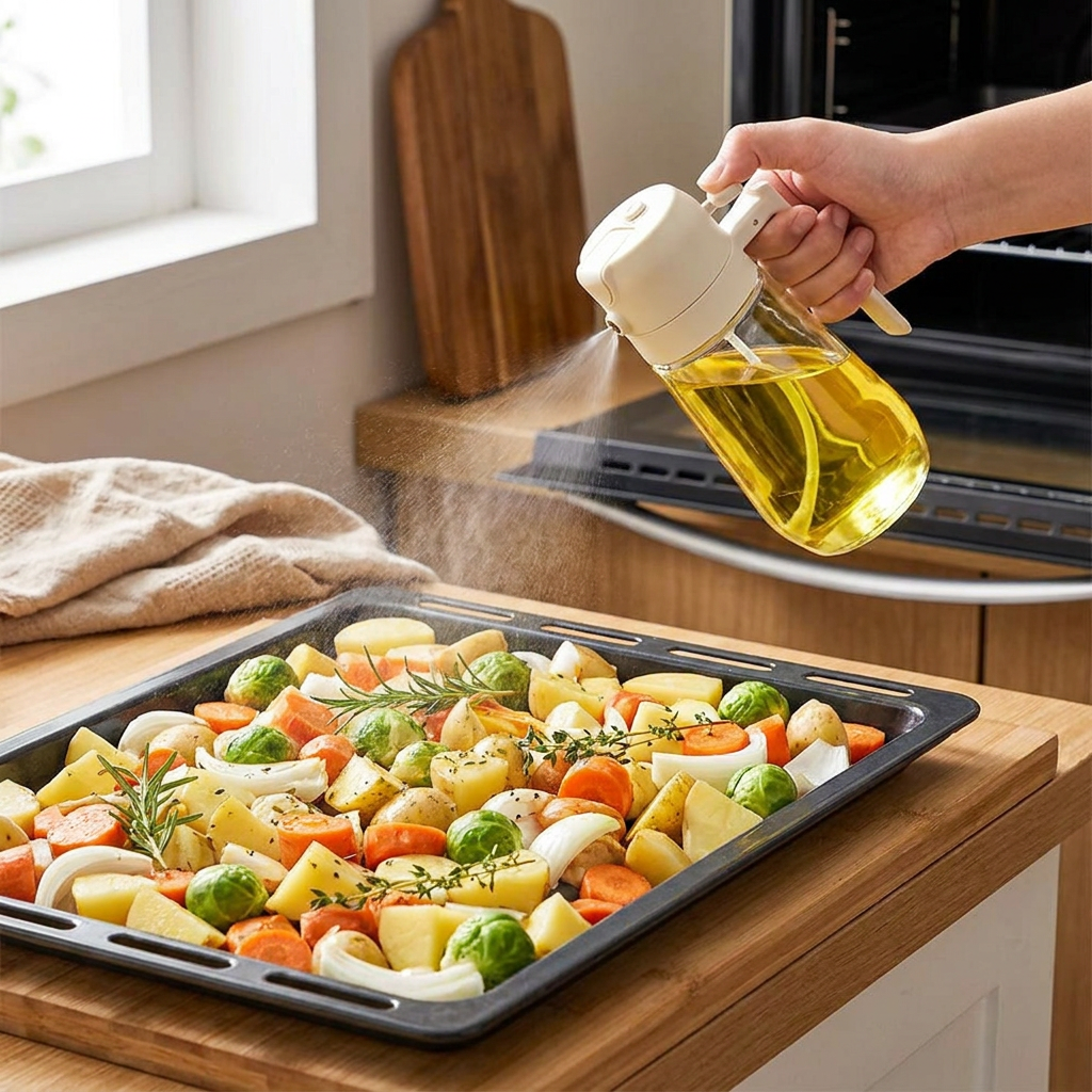 Glass Oil Spray Bottle Press-Top Mister for Cooking BBQ