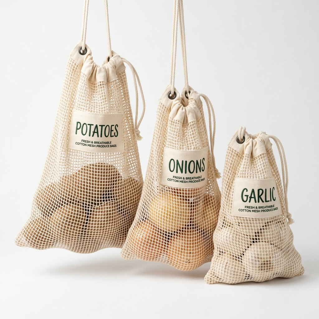Reusable Vegetable Storage Bags Onion Potato Garlic