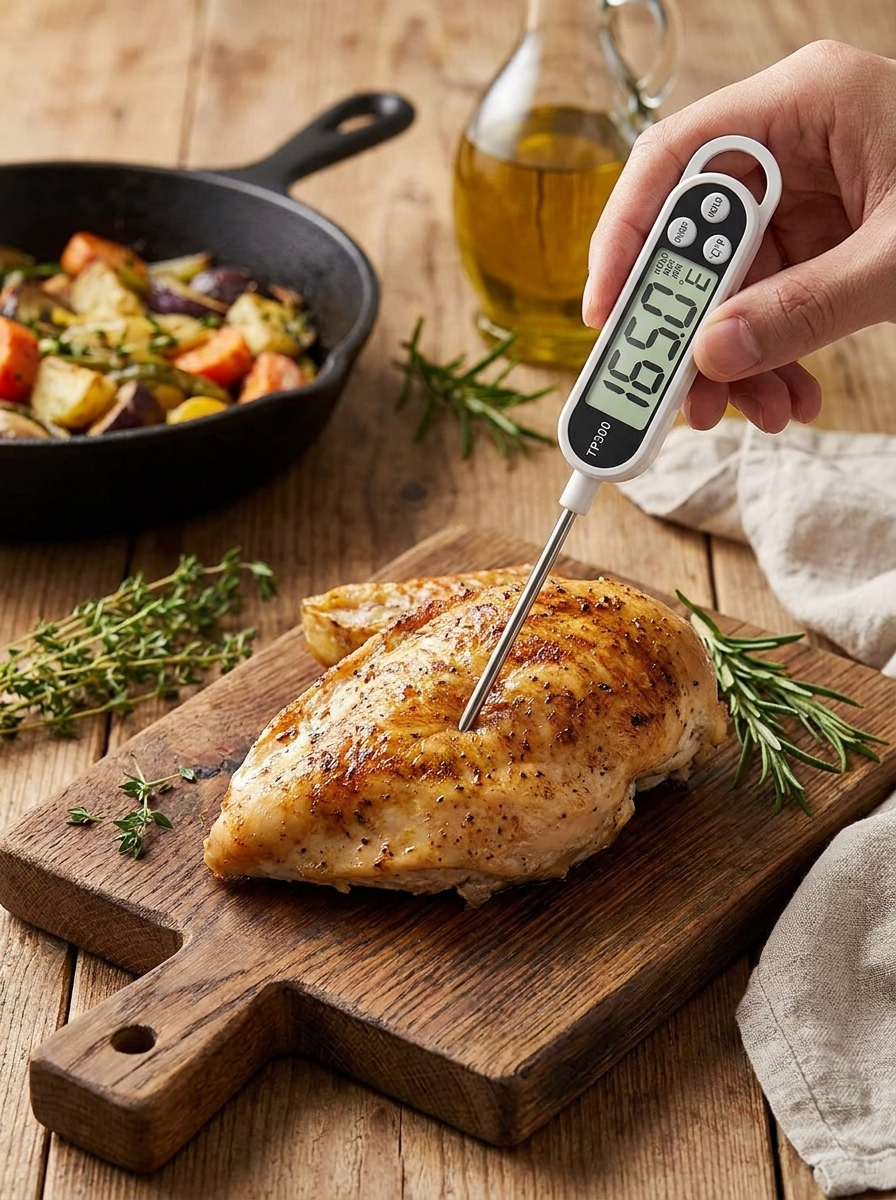 Food thermometer probe tip — food-grade stainless steel construction